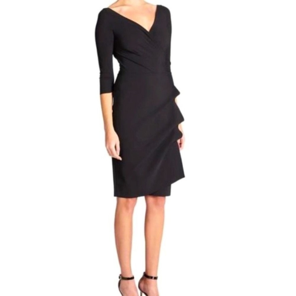 Chiara Boni La Petite Robe Florian Side Ruffle Dress Black Sz 40